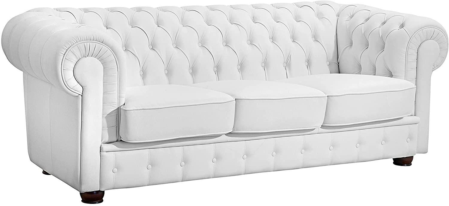 Bridgeport Sofa 3-Sitzer Polyurethan Weiß Buche Nussbaumfarben Bild 1