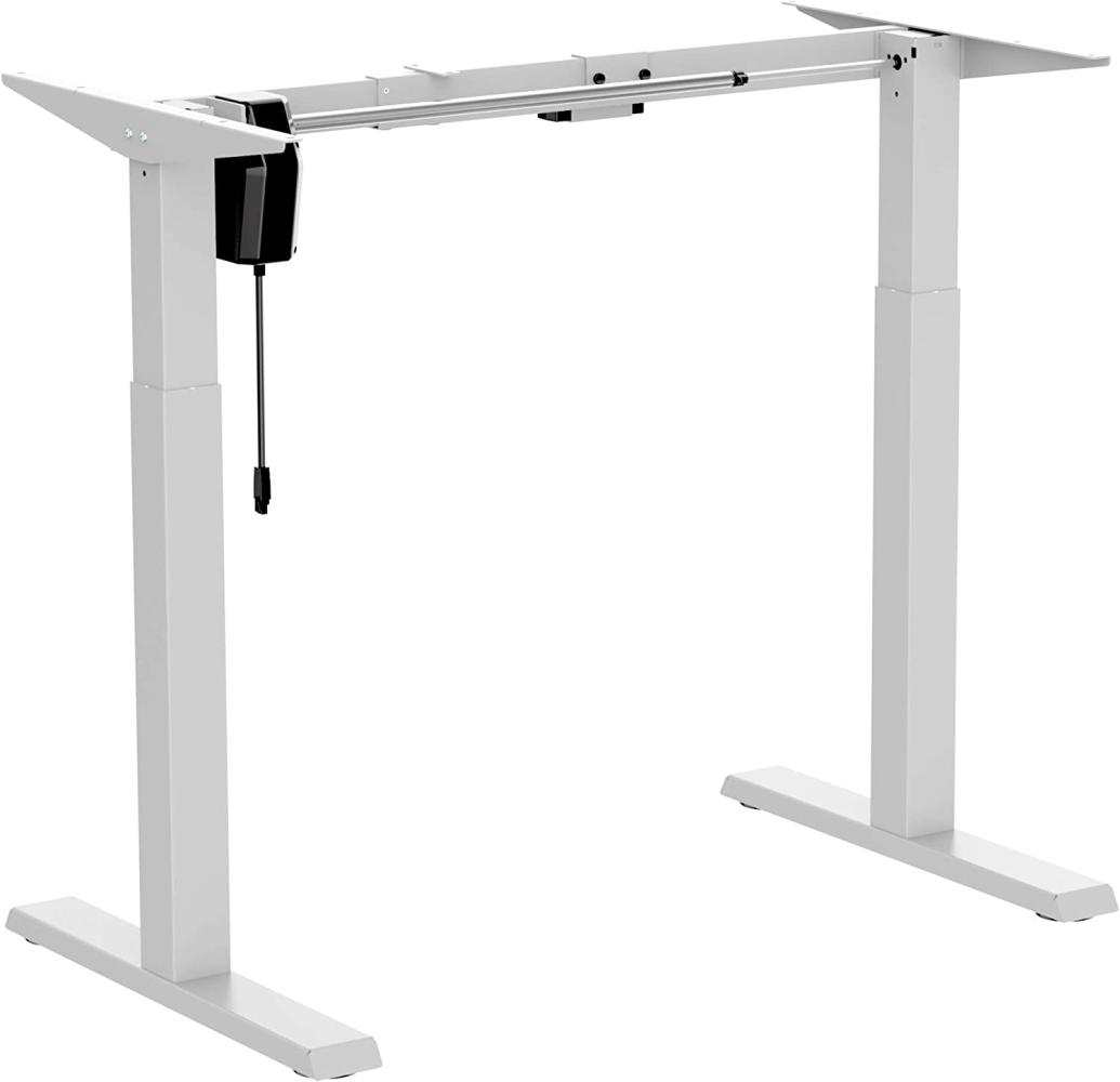 PureMounts PM-DESK-00 Elektrisch höhenverstellbares Schreibtischgestell, Breite einstellbar für alle Tischplatten, 80kg Traglast, weiß Bild 1