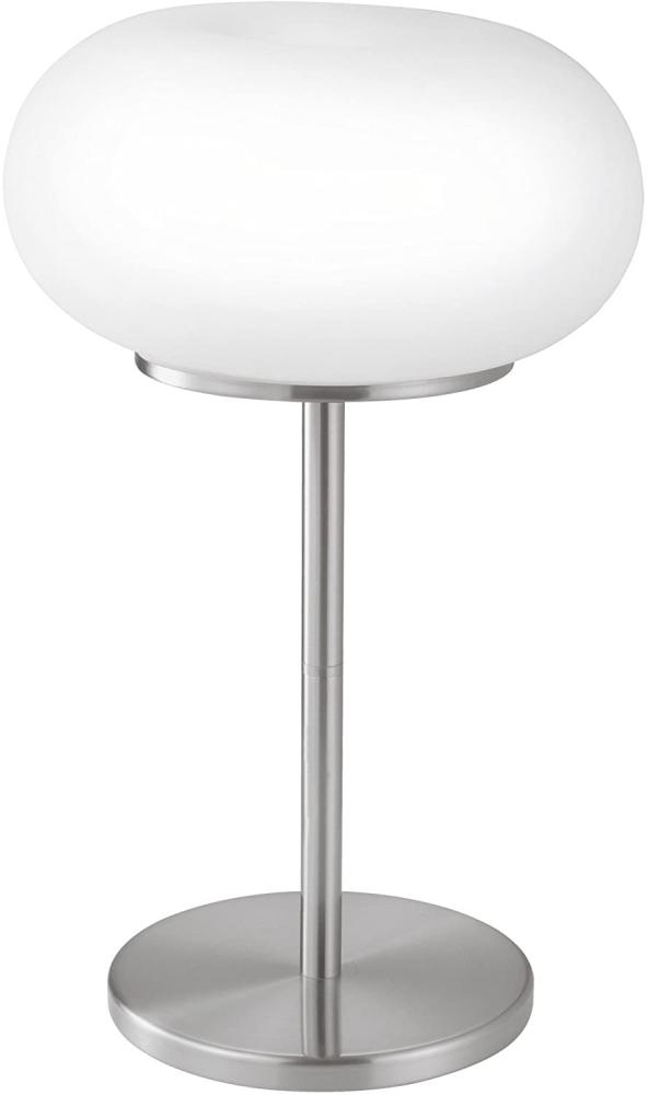 Eglo 86816 Tischleuchte OPTICA nickel-matt mit weißem Glasschirm, E27 max. 2X60W Ø28 H:46cm Bild 1
