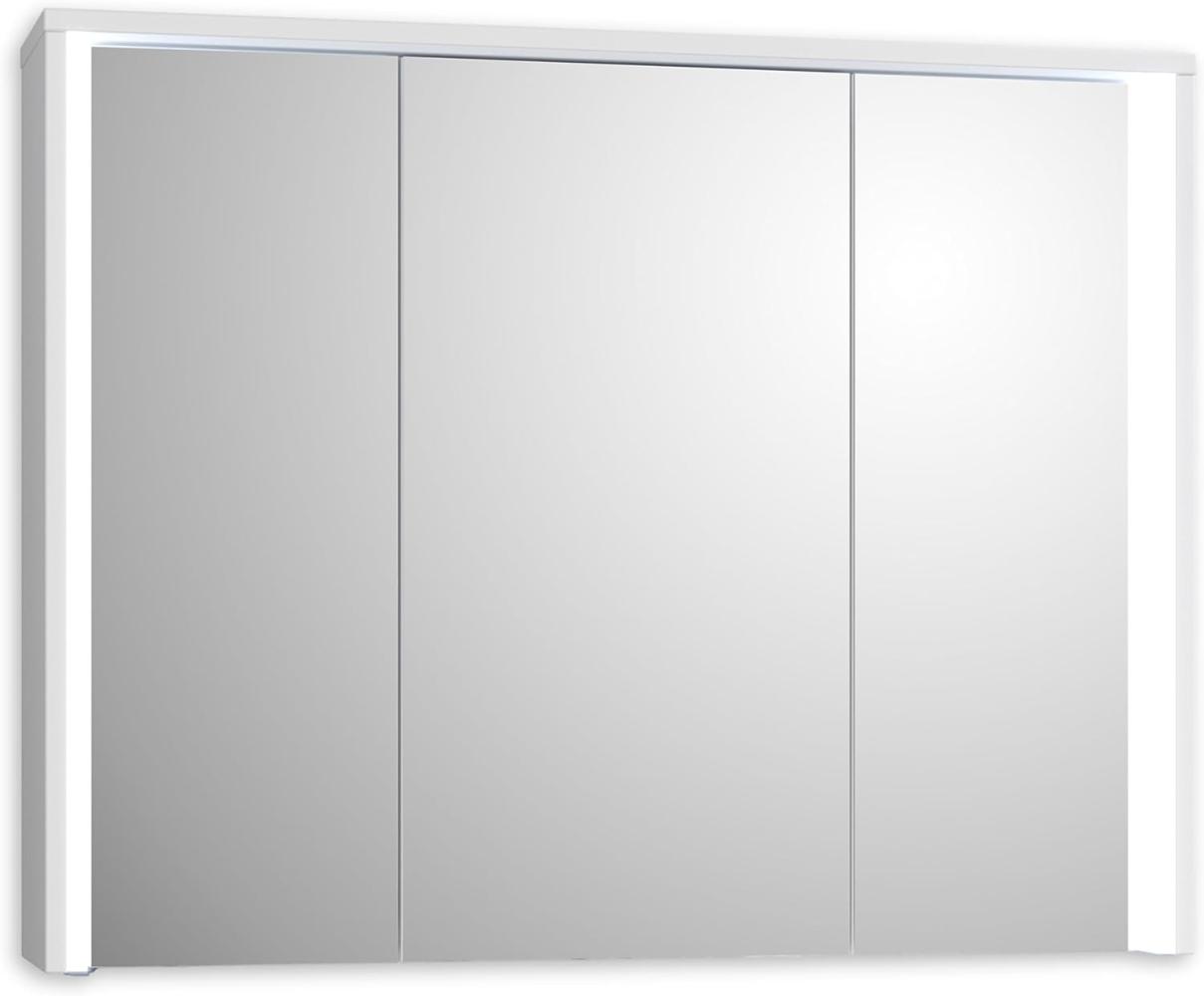 Stella Trading FIVE Spiegelschrank Bad mit LED-Beleuchtung in Weiß - Badezimmerspiegel Schrank mit viel Stauraum - 86 x 68 x 17,5 cm (B/H/T) Bild 1