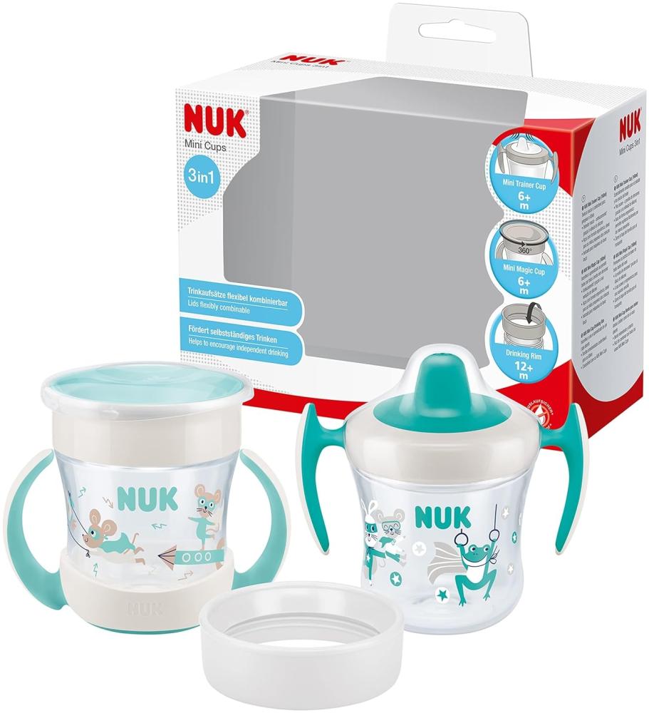 NUK Trinkbecher Mini Cups Set 3in1 160ml ab 6 M. mint&türkis Bild 1