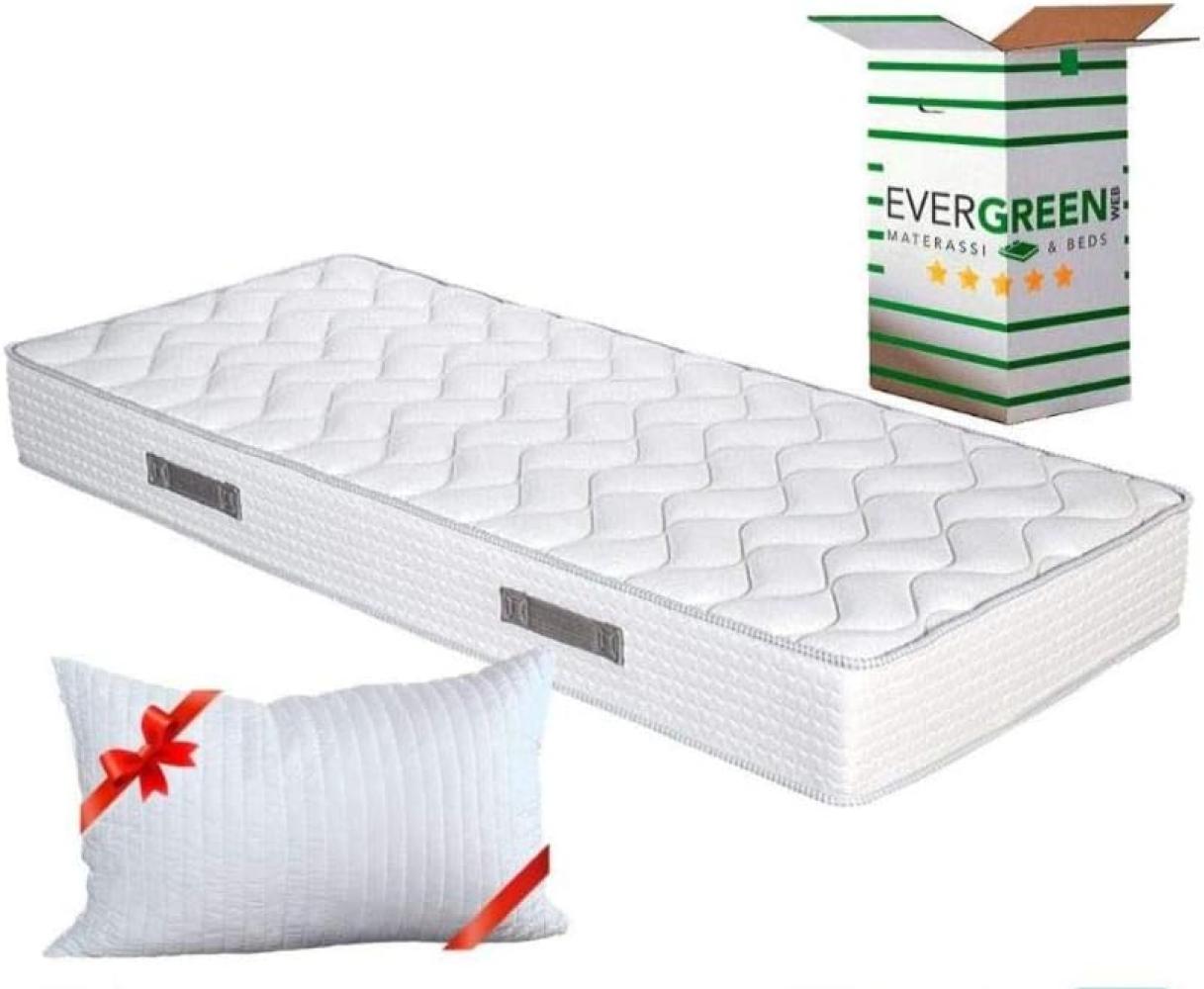 EVERGREENWEB Matratze 90x190 cm aus Polyurethanschaumstoff WATERFOAM, Ergonomisch, Höhe 20 cm + 1 Kissen aus Memory Foam Flocken, Atmungsaktiv Weiß Bezug, Orthopädisch, Massage-Effekt | Fashion Bild 1