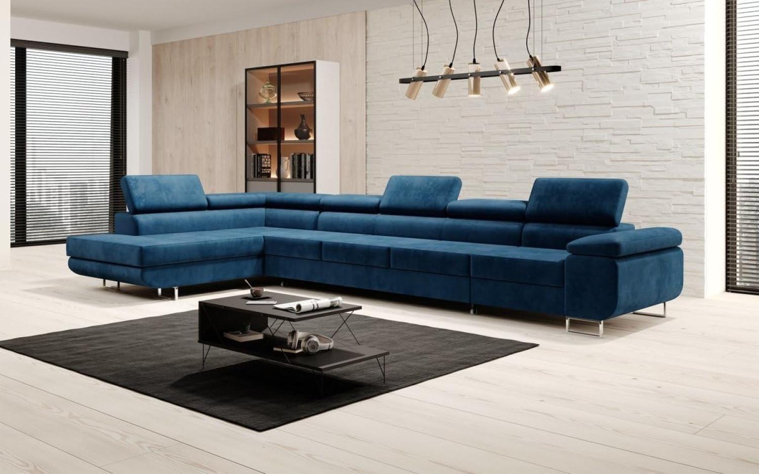 Designer Sofa Maxi mit Schlaf und Klappfunktion Blau Links Bild 1