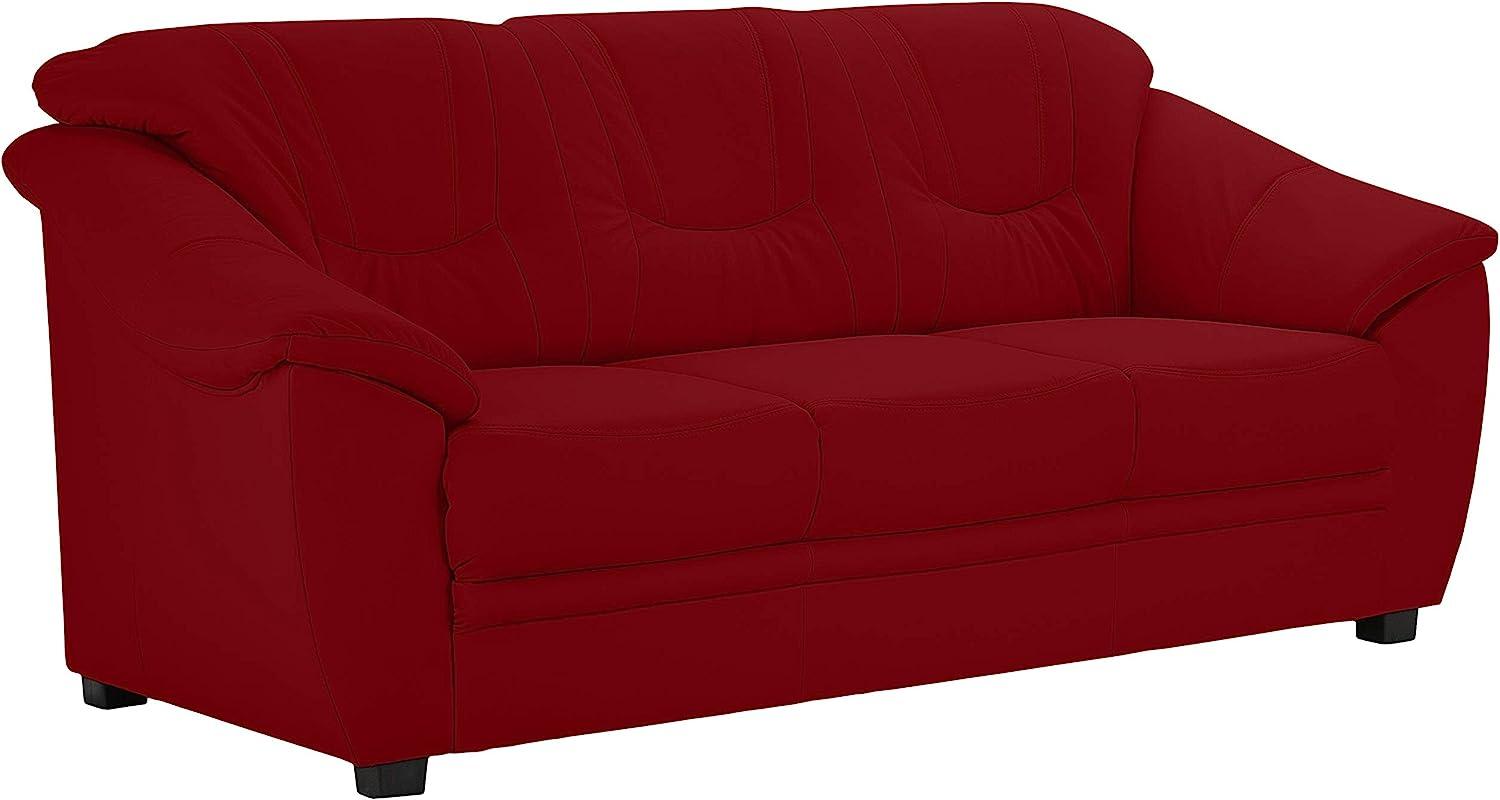 Cavadore 3-Sitzer Savana / 3er Ledersofa mit Federkern im klassischen Design / 198 x 90 x 90 / Echtleder Rot Bild 1