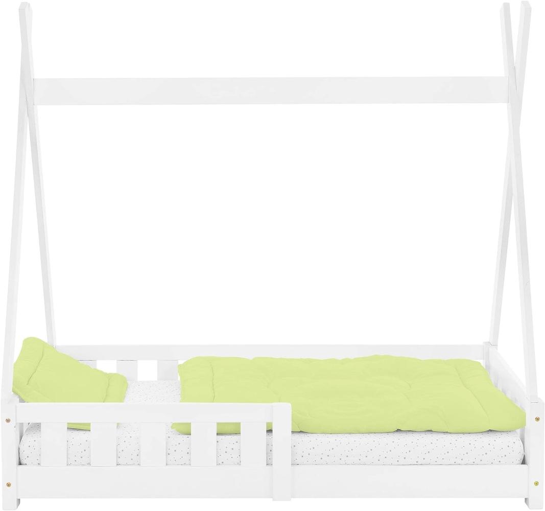 Kinderbett mit Rausfallschutz und Lattenrost 70x140 cm Minze aus Kiefernholz ML-Design Bild 1