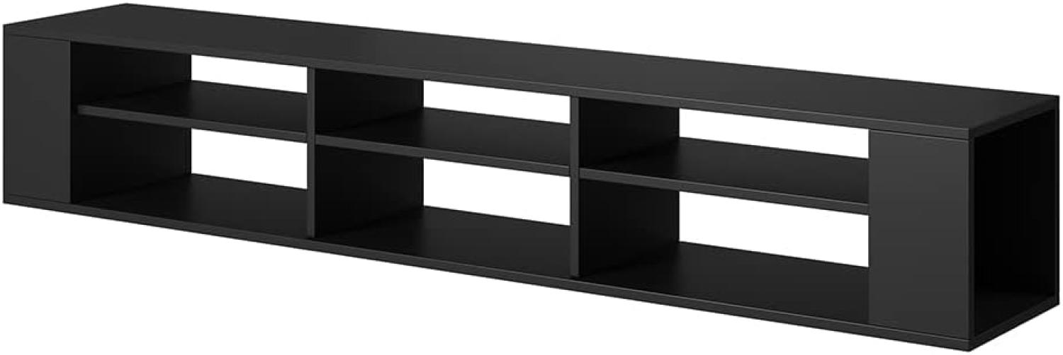 Selsey Weri - TV-Board hängend mit 6 offenen Fächern, minimalistisch, 175 cm breit (Schwarz) Bild 1