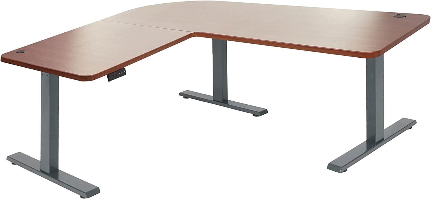 Eck-Schreibtisch HWC-D40, Computertisch, elektrisch höhenverstellbar 178x178cm 84kg ~ natur, anthrazit-grau Bild 1
