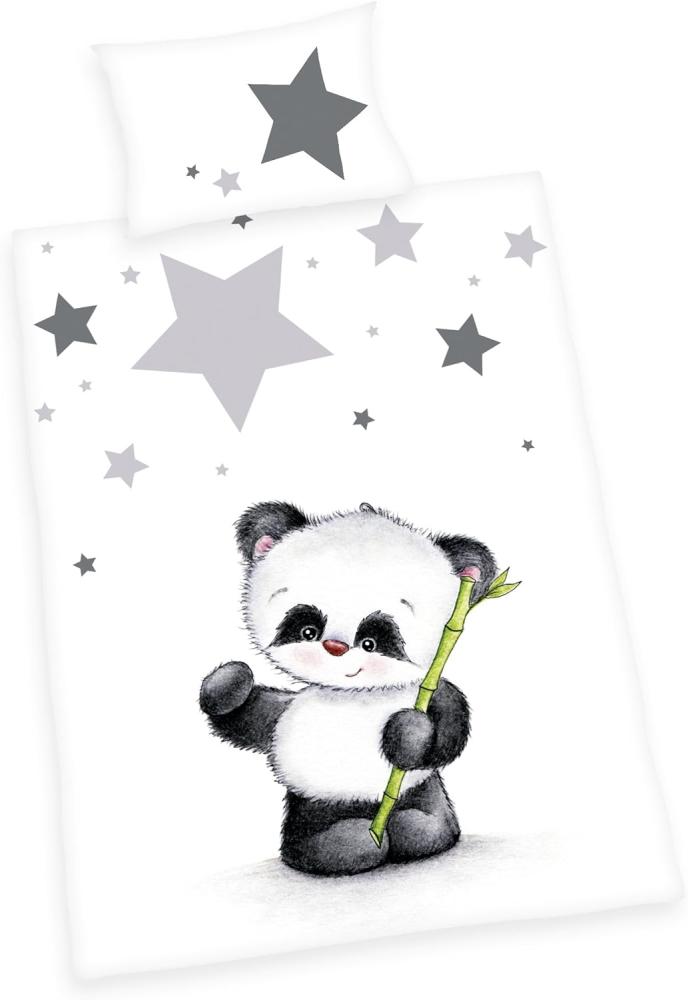 Herding Flanell Panda Flanell Bettwäsche Bettbezug 100 x 135 cm Kopfkissenbezug 40 x 60 cm Bild 1