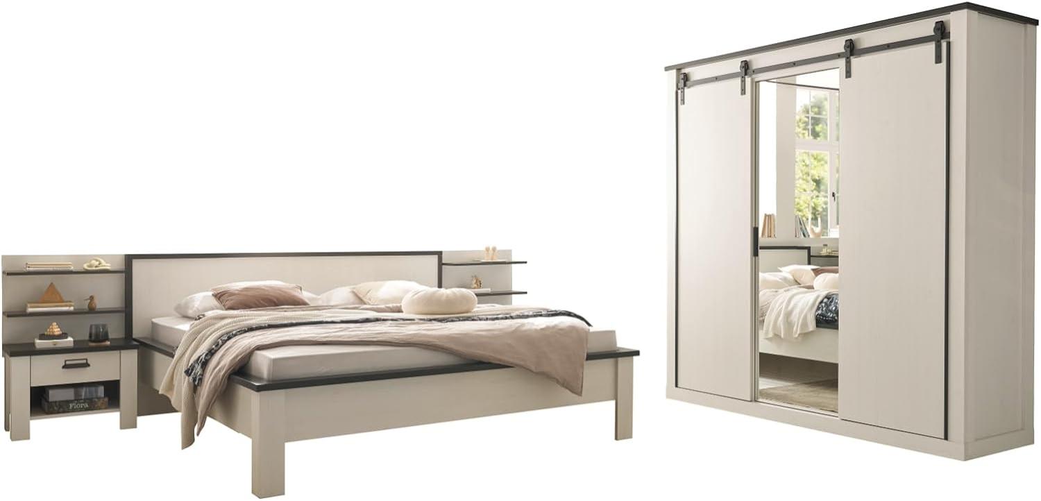 Schlafzimmer komplett Set Stove in weiß Pinie Landhaus Liegefläche 180 x 200 cm Bild 1