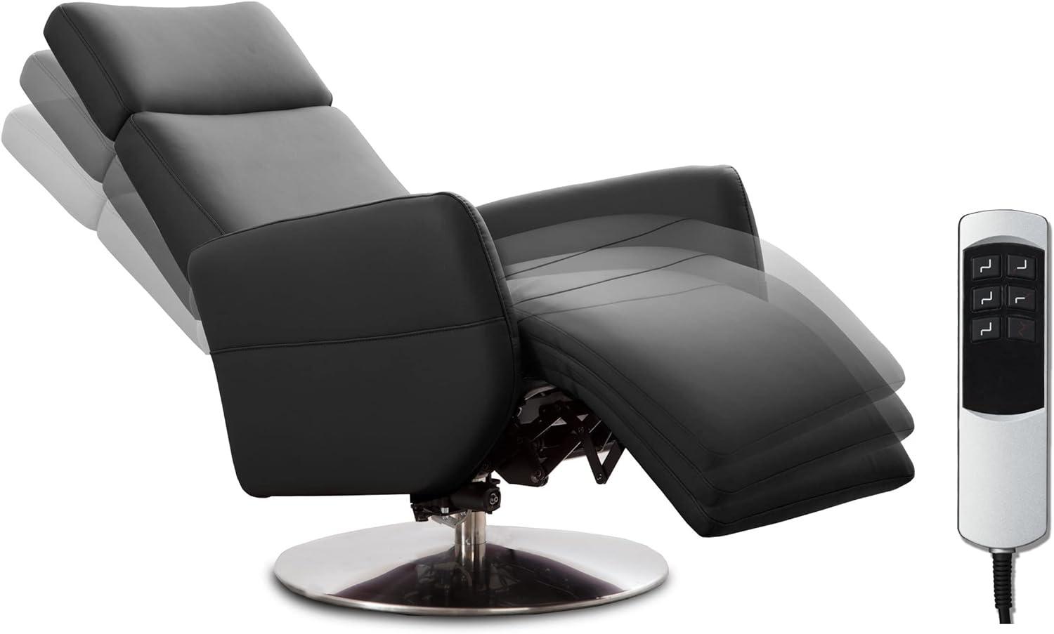 Cavadore TV-Sessel Cobra mit 2 E-Motoren / Elektrischer Fernsehsessel mit Fernbedienung / Relaxfunktion, Liegefunktion / Ergonomie M / Belastbar bis 130 kg / 71 x 110 x 82 / Echtleder Schwarz Bild 1