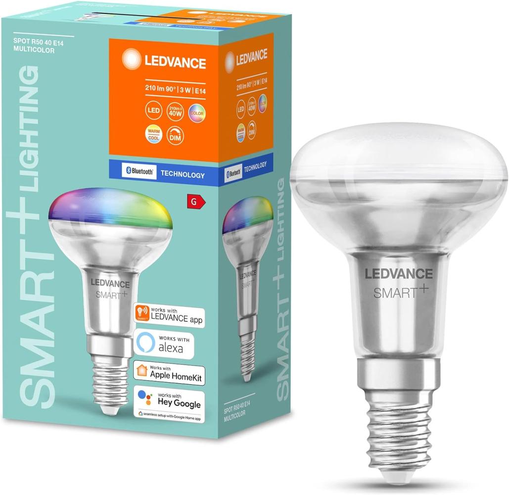 LEDVANCE Smarte LED-Lampe mit Bluetooth Mesh, R50 Spotlampe für E14 Sockel aus Glas mit 3W, ersetzt herkömmliche 40W-Reflektorlampen, steuerbar mit Alexa & Google Assistant, 4er-Pack Bild 1