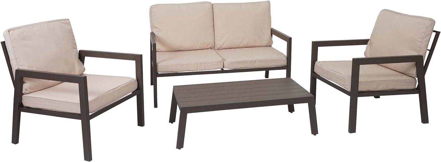 Garnitur HWC-L64, Gartenlounge Gartengarnitur Lounge-Set Sitzgruppe Sofa, Metall ~ Polster creme-weiß Bild 1