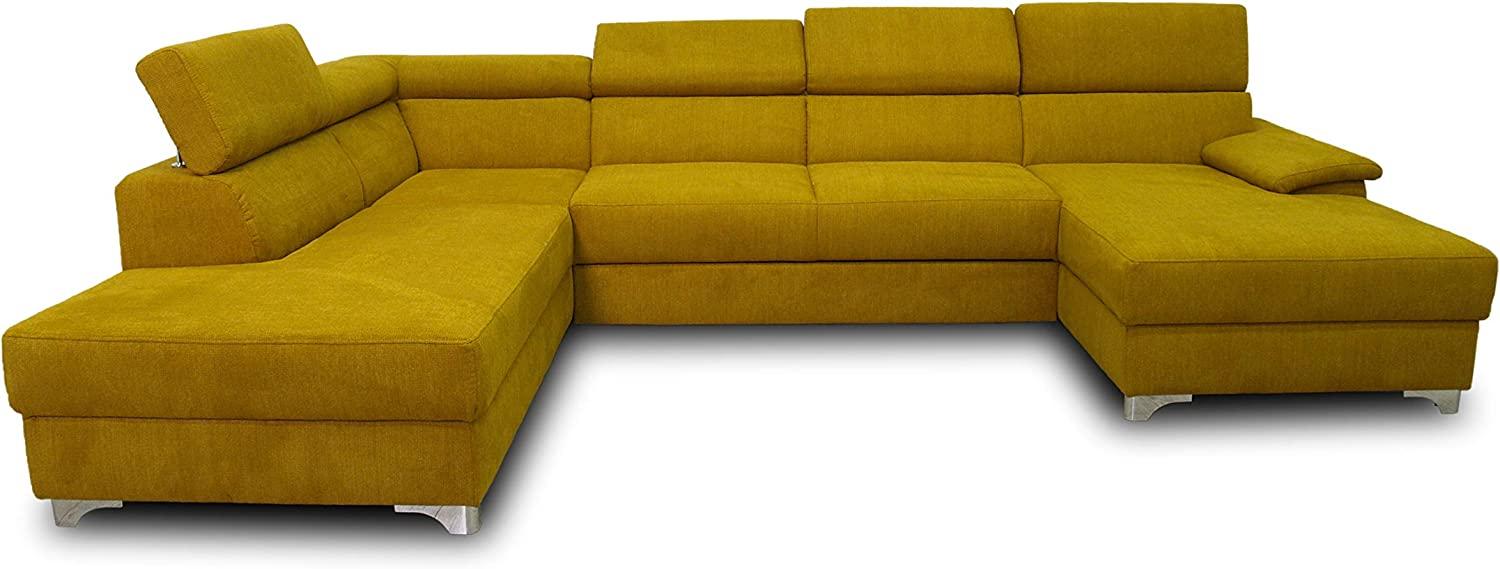 DOMO. collection Niria Wohnlandschaft | Eckcouch mit Rückenfunktion | Sofa U Form Couch, großes Ecksofa, gelb/senf, 167x337x230 cm Bild 1