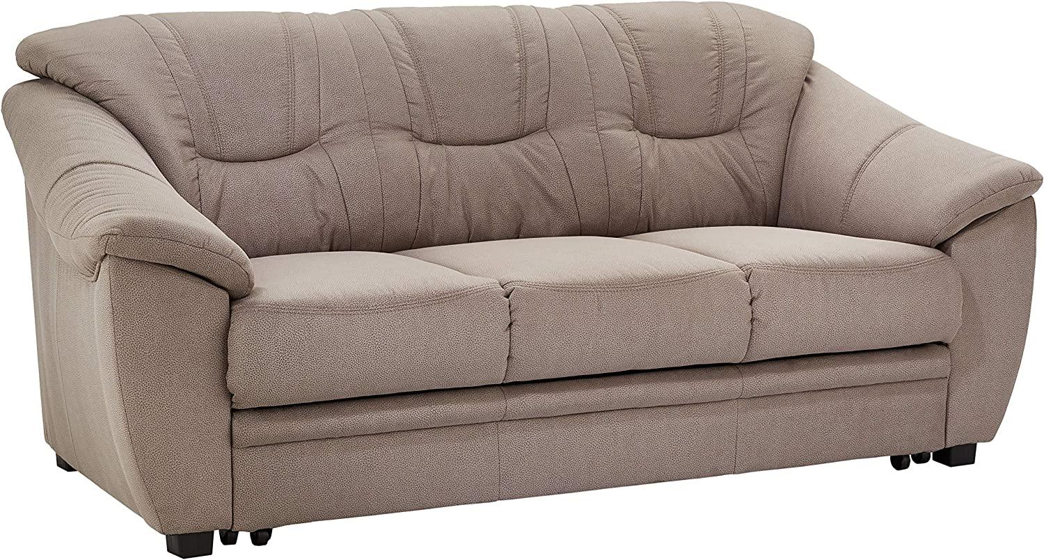Cavadore 3-Sitzer Sofa Savana / 3er Sofa, mit Federkern im klassischen Design, 198 x 90 x 90, Mikrofaser in Lederoptik, hellgrau Bild 1