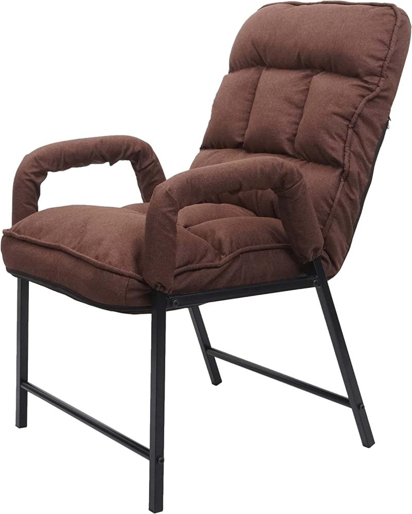 Esszimmerstuhl HWC-K40, Stuhl Polsterstuhl, 160kg belastbar Rückenlehne verstellbar Metall ~ Stoff/Textil dunkelbraun Bild 1
