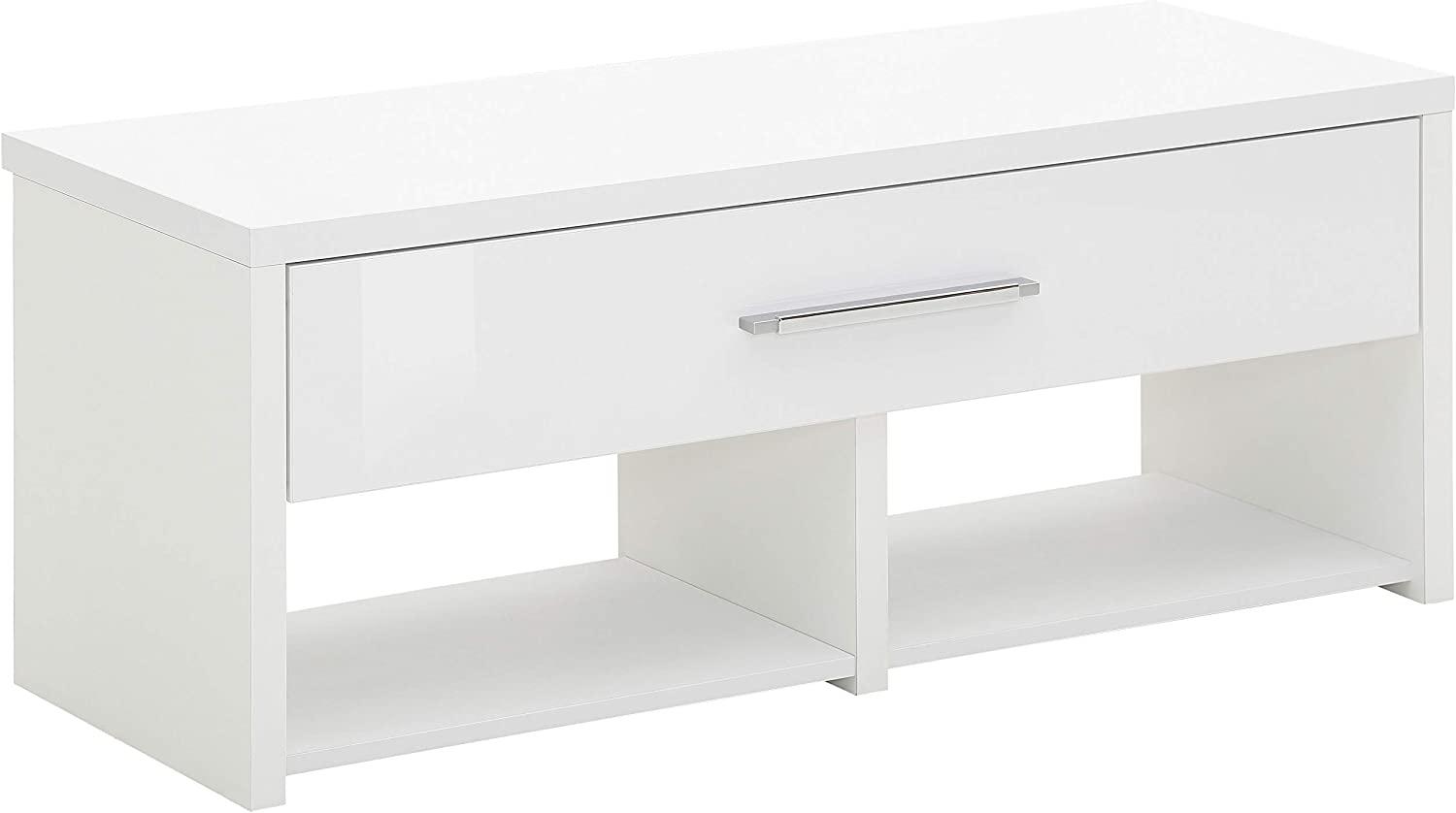 MAJA Möbel Check Sitzbank, Holzwerkstoff, ICY-weiß-Weiß Hochglanz, 104,6 x 41,5 x 40,2 cm Bild 1