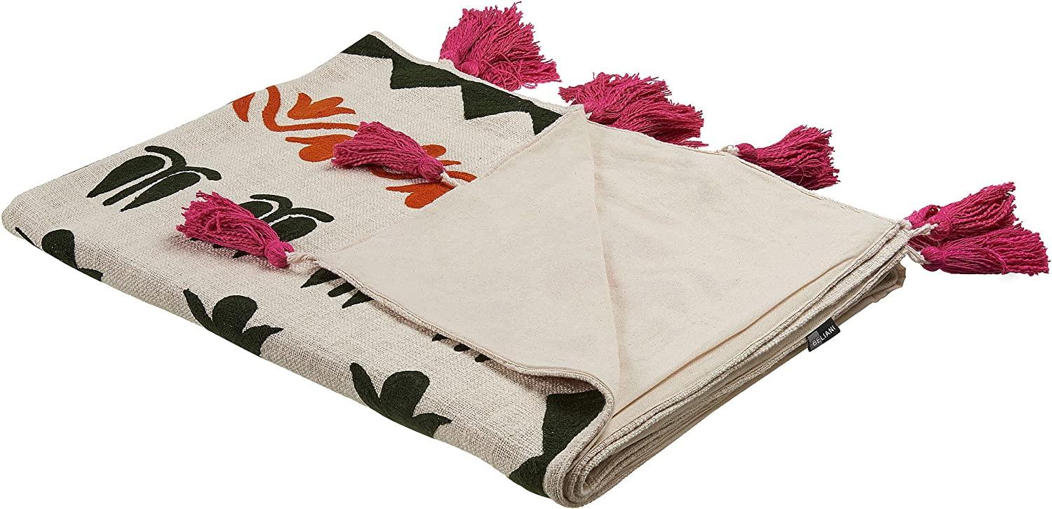 Decke Baumwolle mehrfarbig 130 x 180 cm Blumenmuster ANAND Bild 1