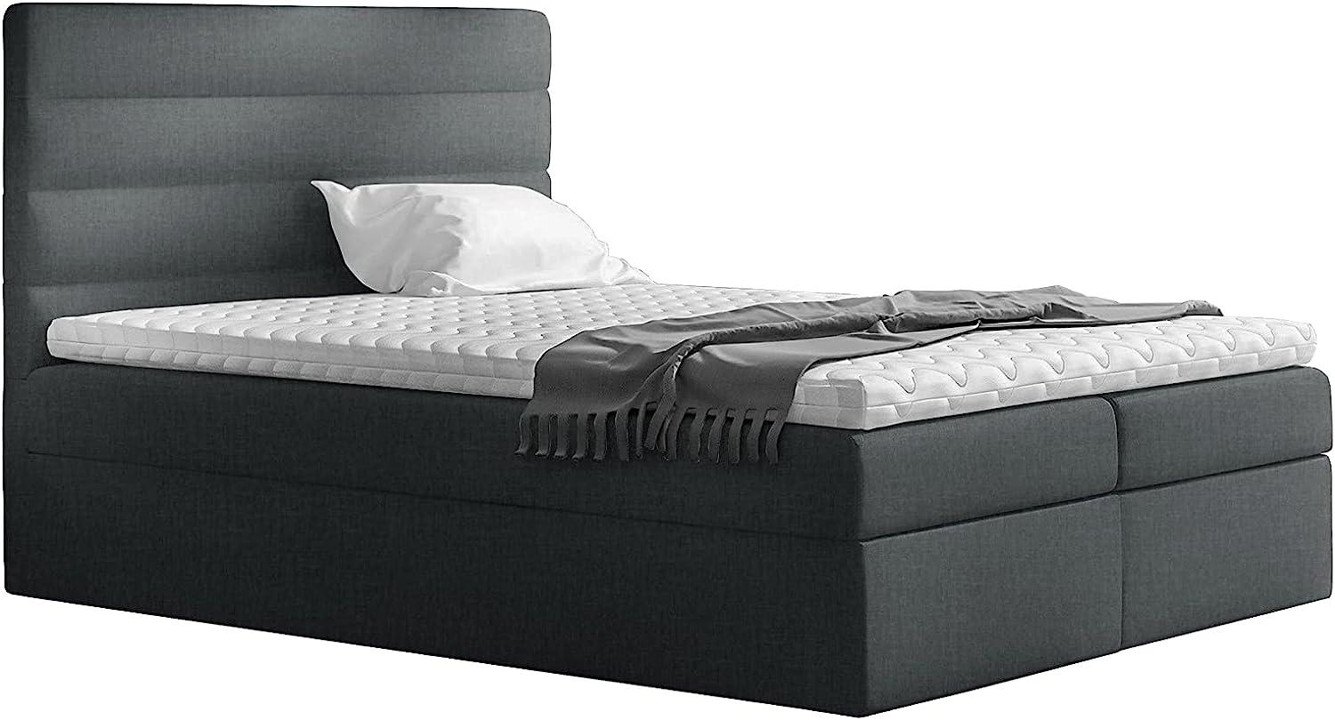 Stylefy 'Adelasia' Boxspringbett Strukturstoff Inari Dunkelgrau 200 x 200 cm Bild 1