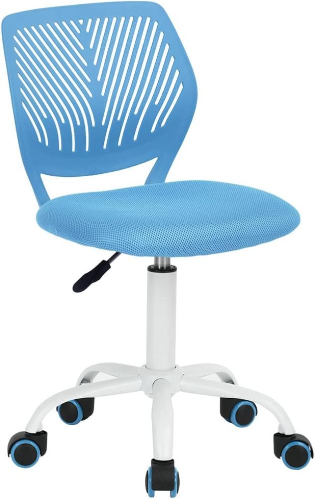 Verstellbarer Bürostuhl, Bürostuhl, Computerstuhl, Stoffsitz, Bürostuhl, Drehstuhl, ohne Arme, Blau Bild 1