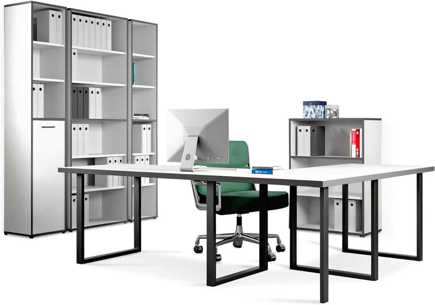Möbel-Eins KALINA Komplettbüro 5tlg KALINA 5tlg. Büromöbelset, Material Dekorspanplatte, weiss/grau Bild 1