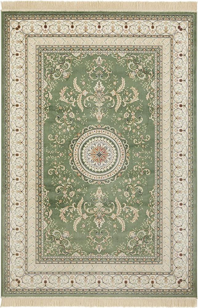 Orientalischer Samt-Teppich Fransen Antik Negar Grün - 160x230x0,5cm Bild 1