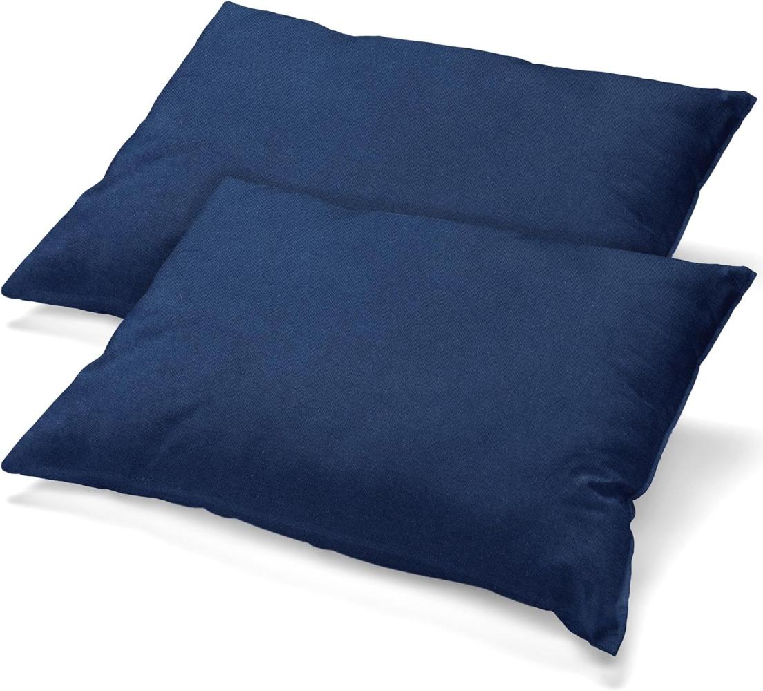 aqua-textil Classic Line Kissenbezug 2er-Set 40 x 80 cm dunkel blau Baumwolle Kissen Bezug Reißverschluss Jersey Kissenhülle Bild 1