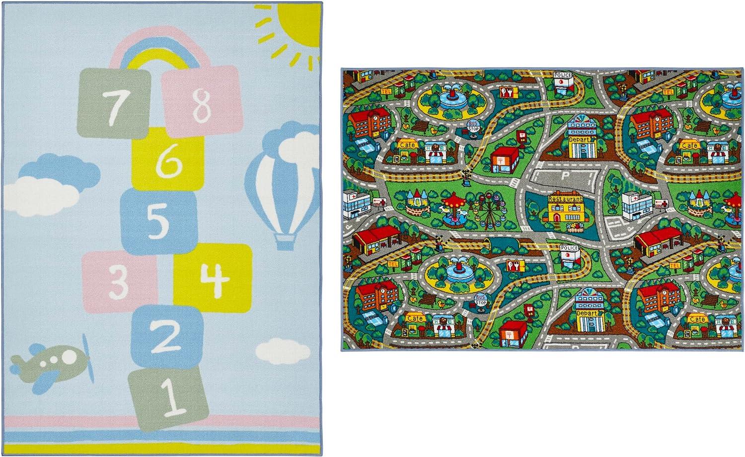 andiamo Spielmatte Kinderteppich Wendeteppich mit Straßen und Hüpfkästchen Motiv, 133 x 190 cm Bild 1