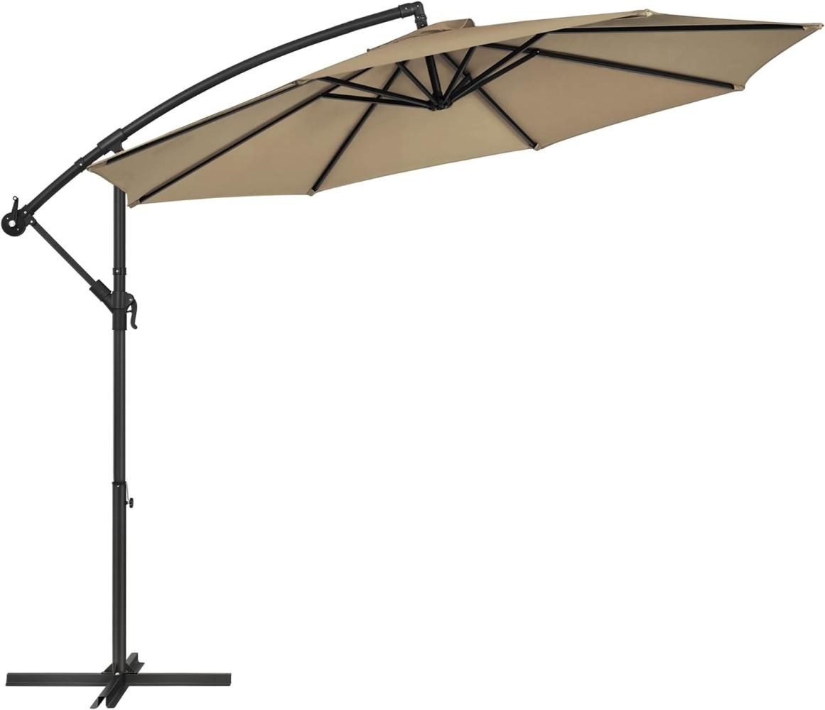 SONGMICS Sonnenschirm, Ampelschirm 300 cm, Mit Ständer, Sonnenschutz Balkon, Balkonschirm, Uv-Schutz UPF 50 und mehr, Mit Kurbel Zum Öffnen Und Schließen, Für Terrasse, Garten, Taupe Gpu016K01 Bild 1