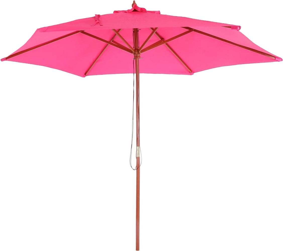 Sonnenschirm Florida, Gartenschirm Marktschirm, Ø 3m Polyester/Holz ~ pink Bild 1