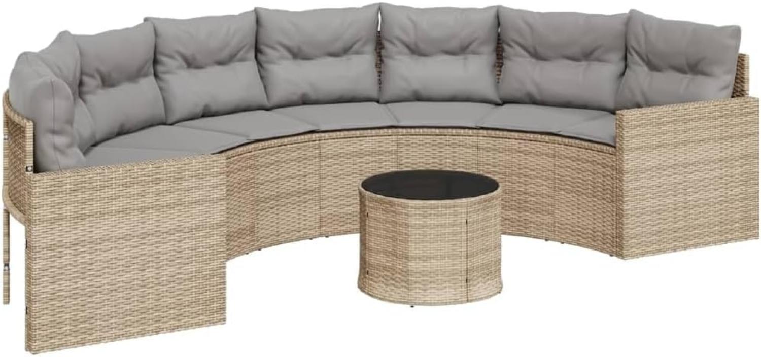 Gartensofa mit Tisch und Kissen Halbrund Beige Poly-Rattan 3318519 Bild 1