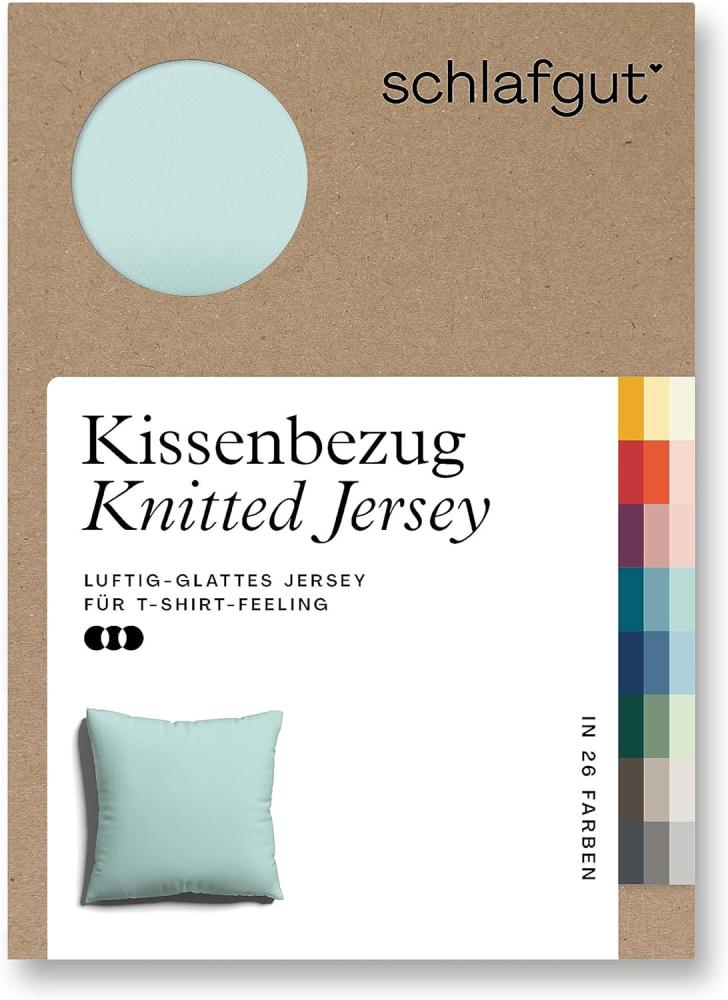 Schlafgut Knitted Jersey Bettwäsche | Kissenbezug einzeln 40x40 cm | petrol-light Bild 1