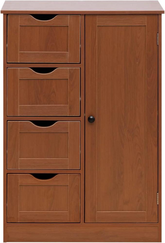 Rebecca Mobili Freistehender Kleiderschrank, Brauner Schrank, 4 Schubladen 1 Tür, Für Bad Küche Eingang - Größe HxLxB: 82 x 56 x 30 cm - Art. RE6735 Bild 1