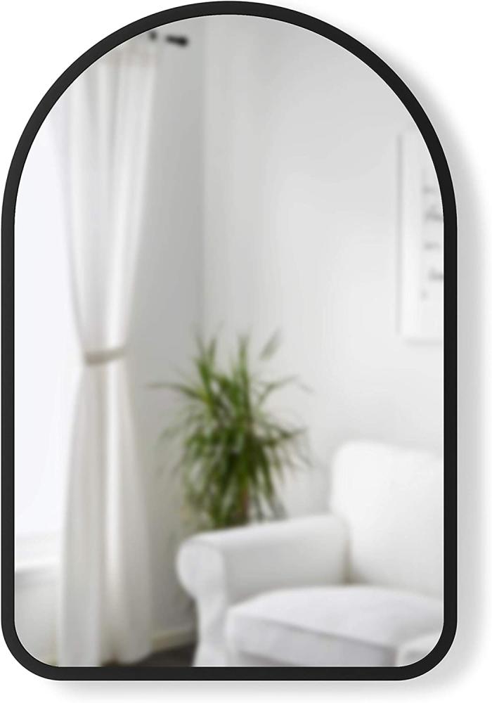 Umbra Wandspiegel Hub, gewölbter Hängespiegel, Spiegelglas, Gummi, MDF, Schwarz, 61 x 91 cm, 1017060-040 Bild 1