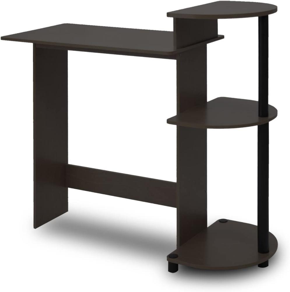 Furinno Compact Schreibtisch mit Regalen, Holz, PVC-Rohre, Espresso/Schwarz, 39. 62 x 39. 62 x 85. 34 cm Bild 1