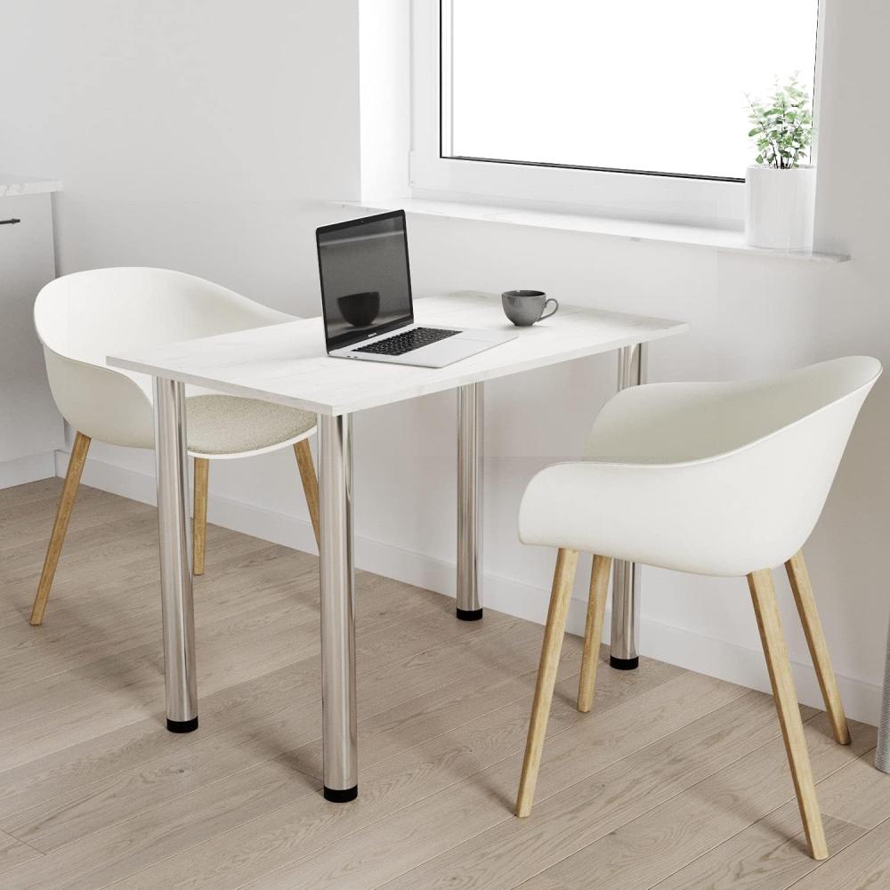 60x50 | Esszimmertisch - Esstisch - Tisch mit Chrombeinen - Küchentisch - Bürotisch | White Craft Bild 1