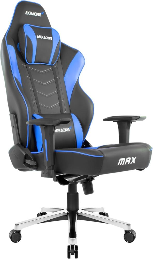 AKRacing Chair Master Max Gaming Stuhl, PU-Kunstleder, Schwarz/Blau, 5 Jahre Herstellergarantie Bild 1