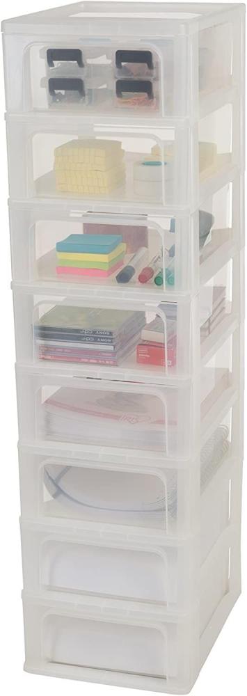 Iris Ohyama, Schubladenschrank, Schubladencontainer, 8 Schubladen mit 7 L, Format A4, durchsichtige Schubladen, Büro, Wohnzimmer - Organizer Chest OCH-2008 - Weiß Bild 1