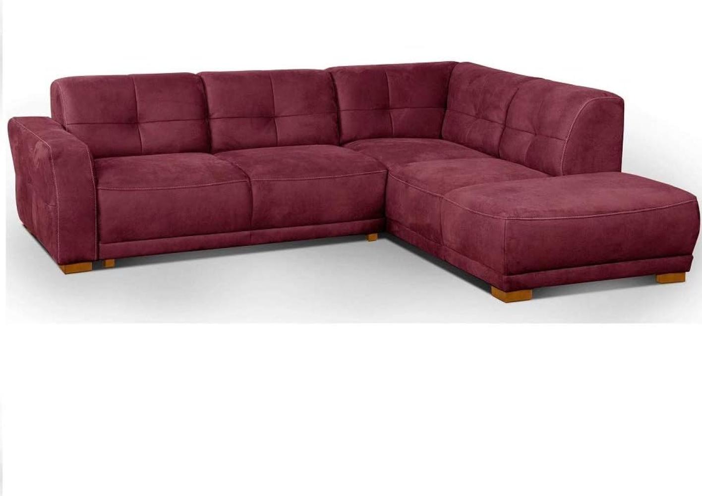 Cavadore Schlafsofa Modeo, mit Federkern, Sofa in L-Form mit Schlaffunktion im modernen Landhausstil, Holzfüße, 261 x 77 x 214, Lederoptik, rot Bild 1