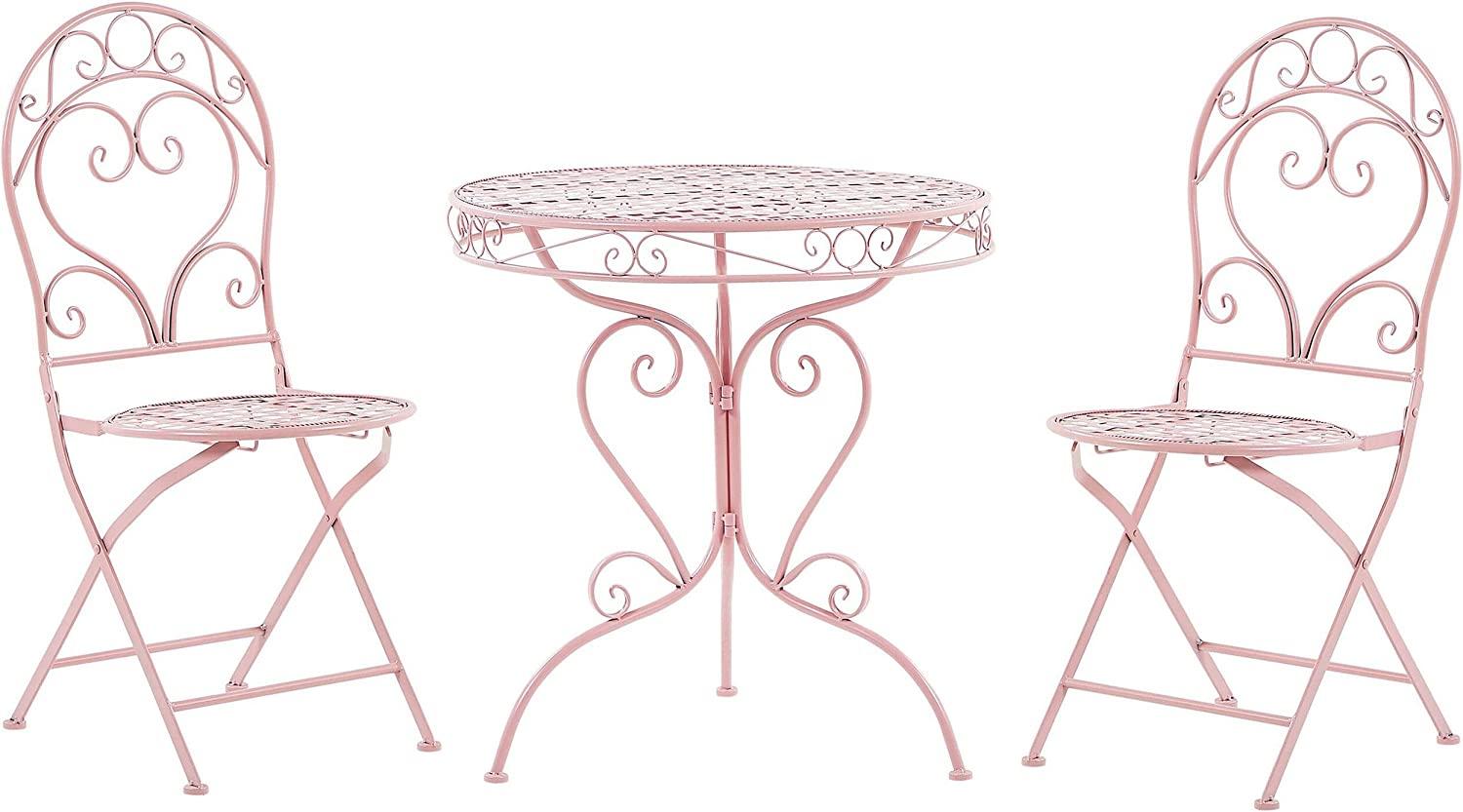 Balkonset rosa Metall 2 Stühle zusammenklappbar ALBINIA Bild 1