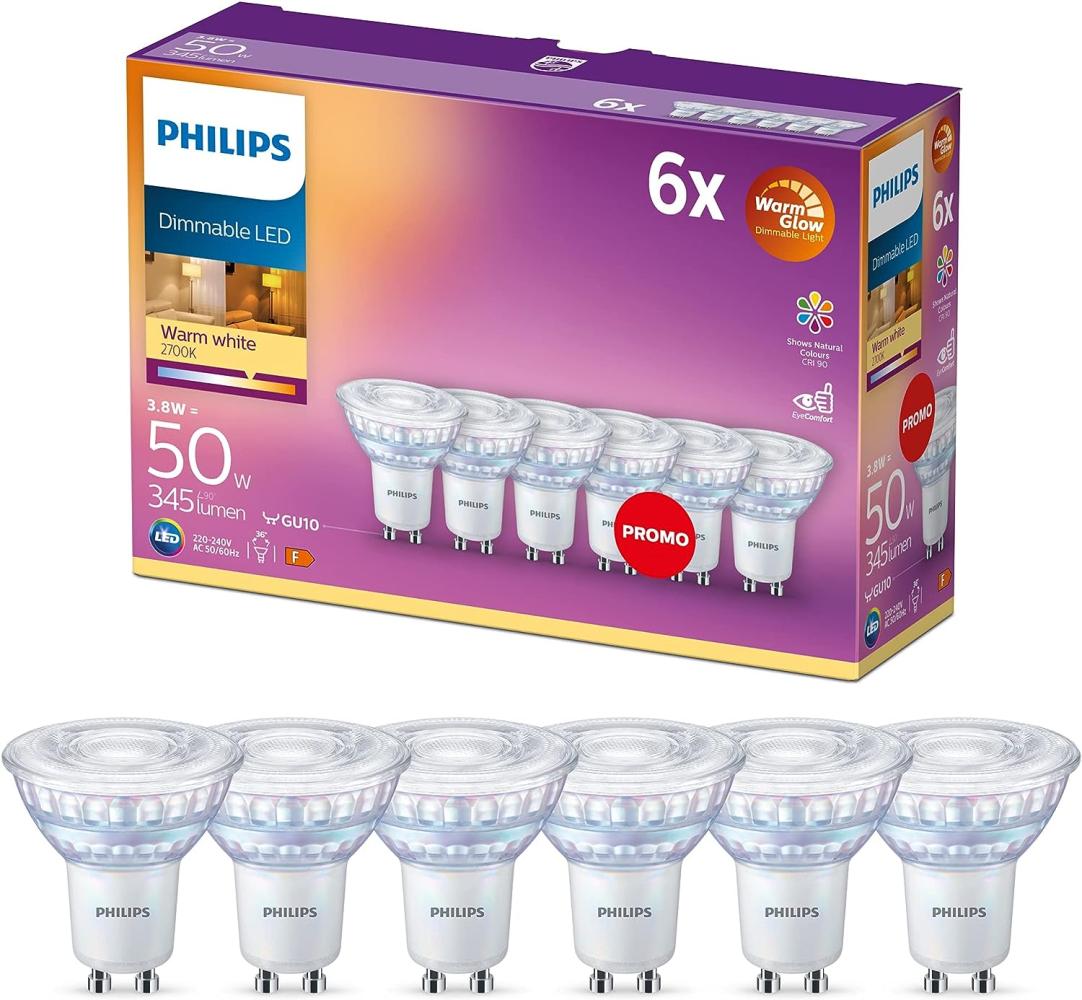 Philips LED-Lampe LEDClassic 50W GU10 WW 36D WGD 6CT/4 GU10 Bild 1