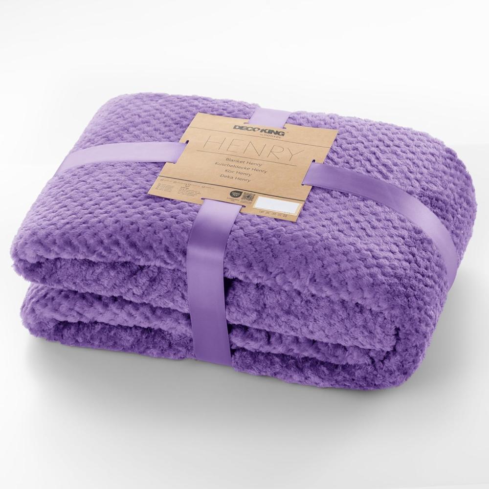 DecoKing Kuscheldecke 220x240 cm violett Decke Microfaser Wohndecke Tagesdecke Fleece weich sanft kuschelig skandinavischer Stil lila Henry Bild 1