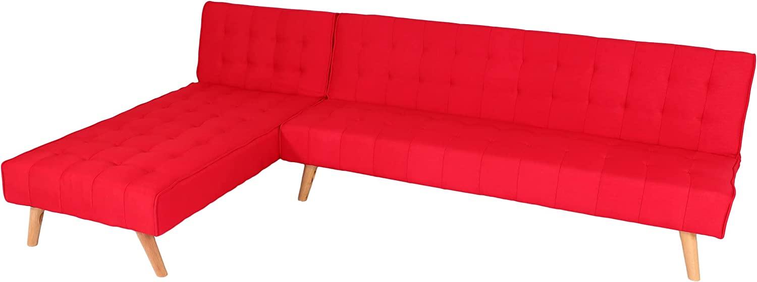 Ecksofa HWC-K38, Sofa Klappsofa, Liegefläche links/rechts, Stoff/Textil Massivholz MVG zertifiziert 256cm ~ rot Bild 1