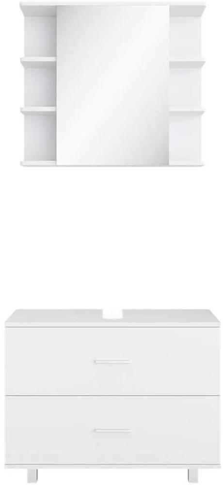 VICCO Badmöbel Set ILIAS 2-teilig Weiß, Spiegel Unterschrank Bild 1