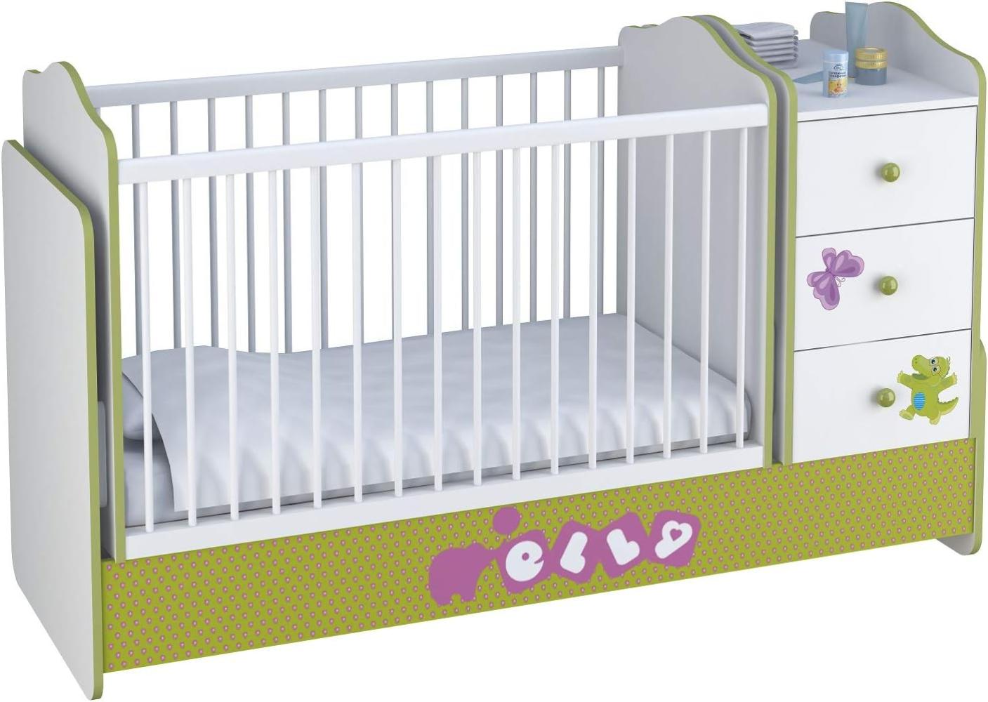 Polini Kids Kombi-Kinderbett Basic mit Kommode weiß grün Elly Bild 1