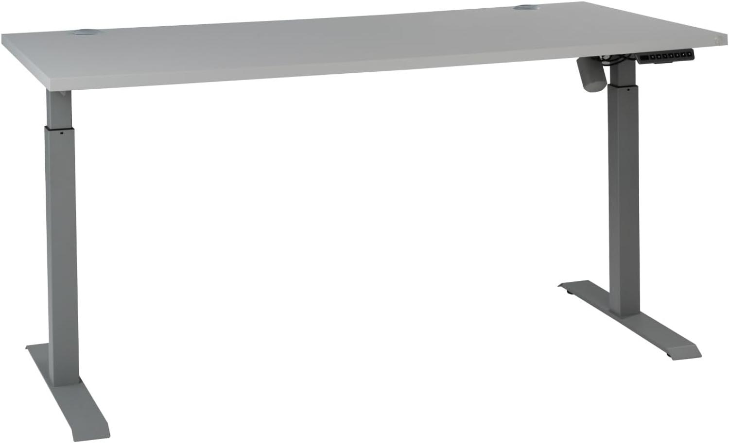 'Pronto' Schreibtisch höhenverstellbar, lichtgrau, 160 x 72-120 x 80 cm Bild 1