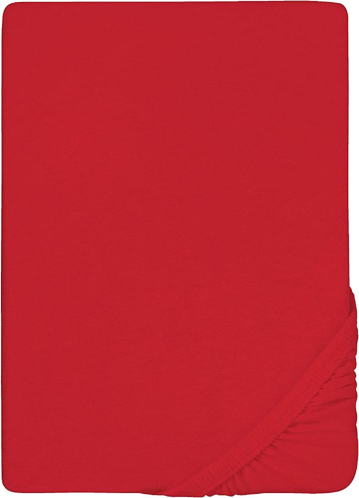 Biberna Frottee-Stretch Spannbettlaken Spannbetttuch 90x200 cm - 100x200 cm Rot Bild 1