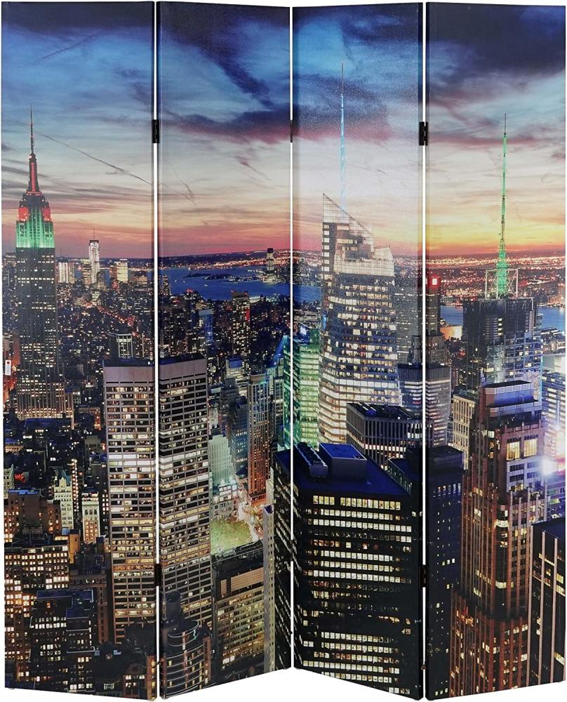 LED-Paravent Trennwand Raumteiler New York, Timer, netzbetrieben 180x160cm, 28 LEDs Bild 1