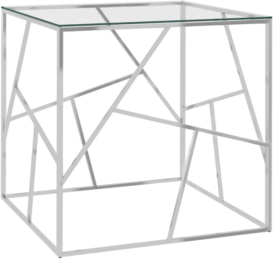 vidaXL Couchtisch Silbern 55x55x55 cm Edelstahl und Glas [289016] Bild 1