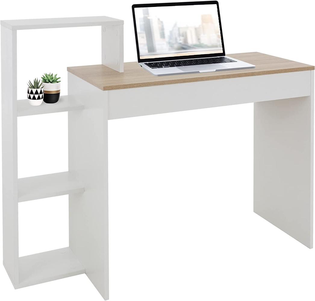 Schreibtisch mit Regal 110x72x40 cm Weiß/Sonoma-Eiche aus Holz ML-Design Bild 1