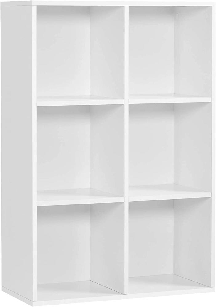 VASAGLE Bücherregal mit 6 Fächern, Holzregal, Würfelregal, Aufbewahrungsregal, 65,5 x 97,5 x 30 cm, weiß, LBC203D Bild 1